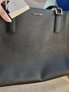 Calvin Klein Black Leather Tote Bag